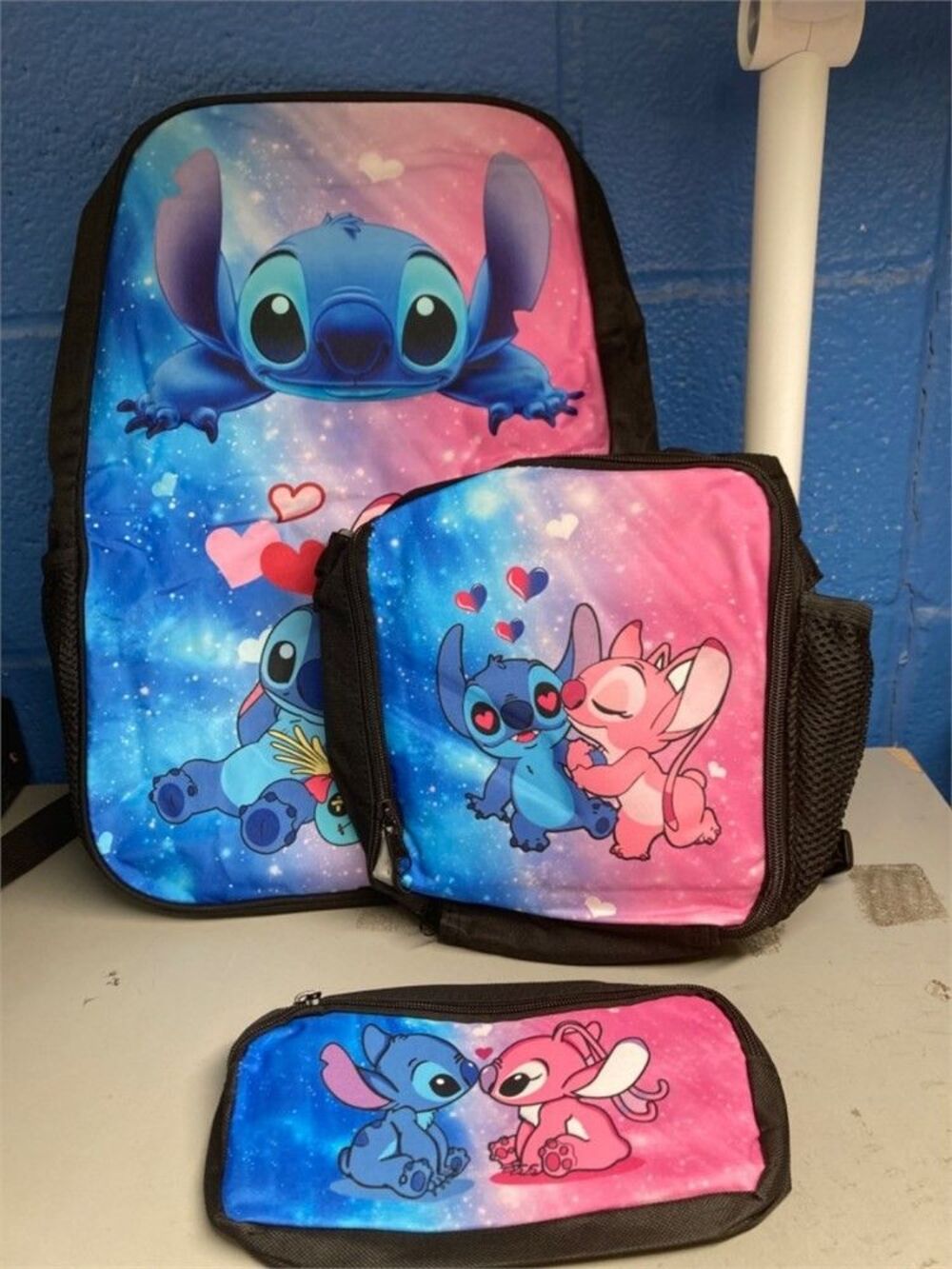 Lilo & Stitch Backpack With Pencil Bag & Lunch Bag 3pc Set NEW